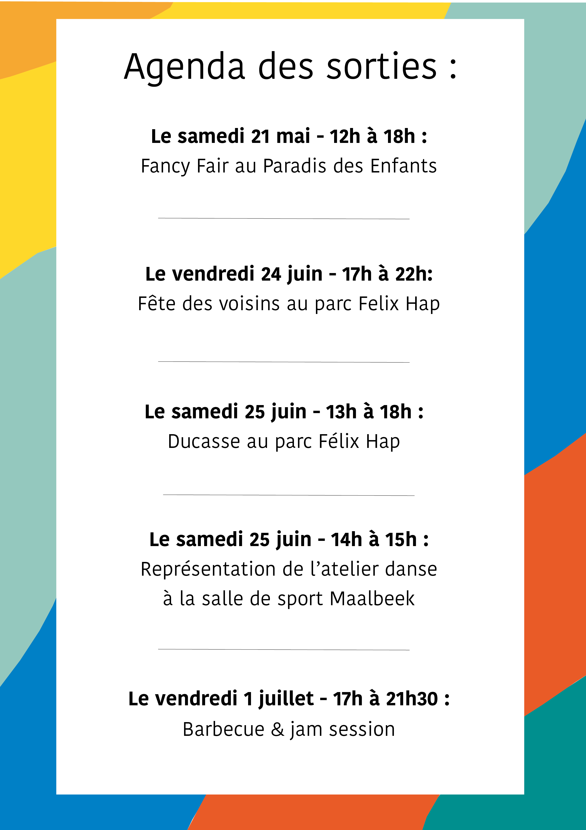 Programme des sorties juin 2022